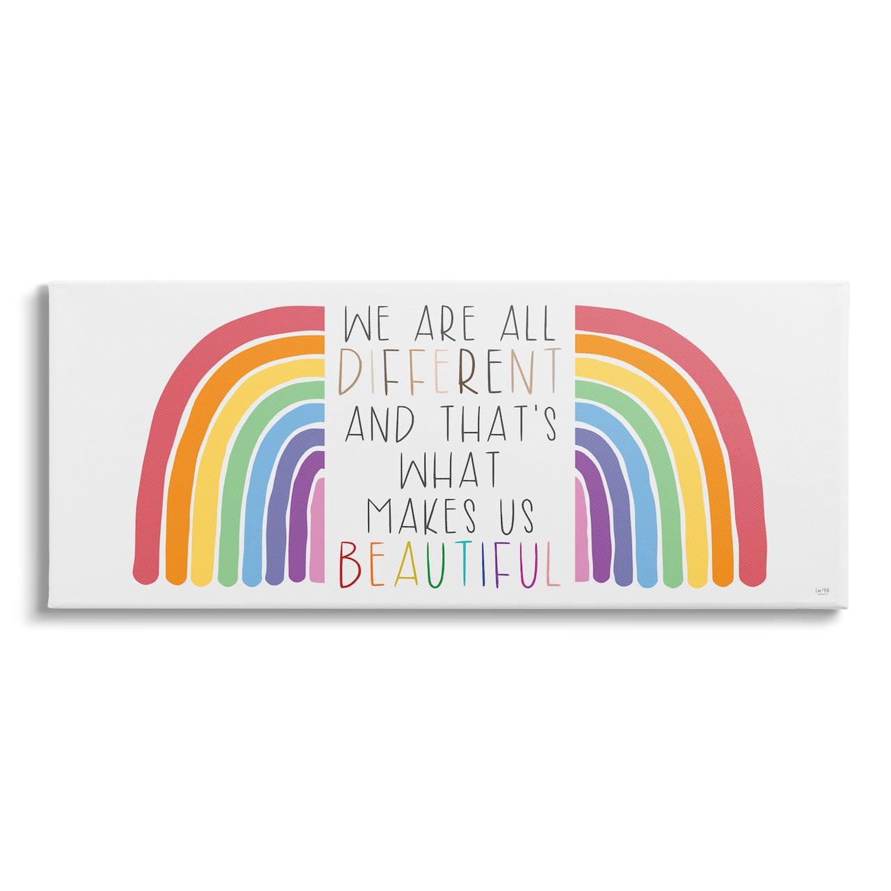 Stupell Industries Bold Rainbow Different Is Beautiful Inspirational Quote Canvas Wall Art